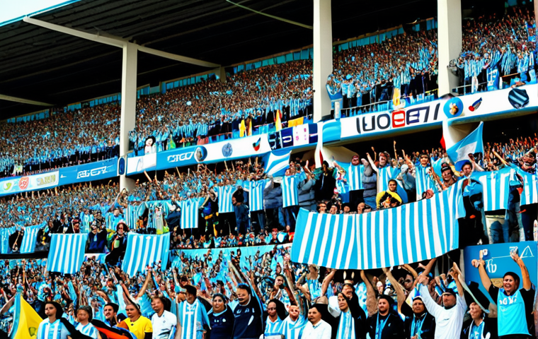 아르헨티나에서 인기 있는 스포츠 - Passionate Football Fans**

"A vibrant scene of Argentine football fans ("hinchas") in a stadium, fu...