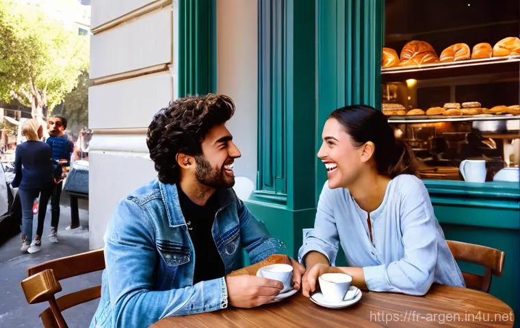 아르헨티나에서 영어가 통하는 지역 - **A bustling yet elegant cafe scene in Palermo, Buenos Aires, depicting a vibrant mix of internation...